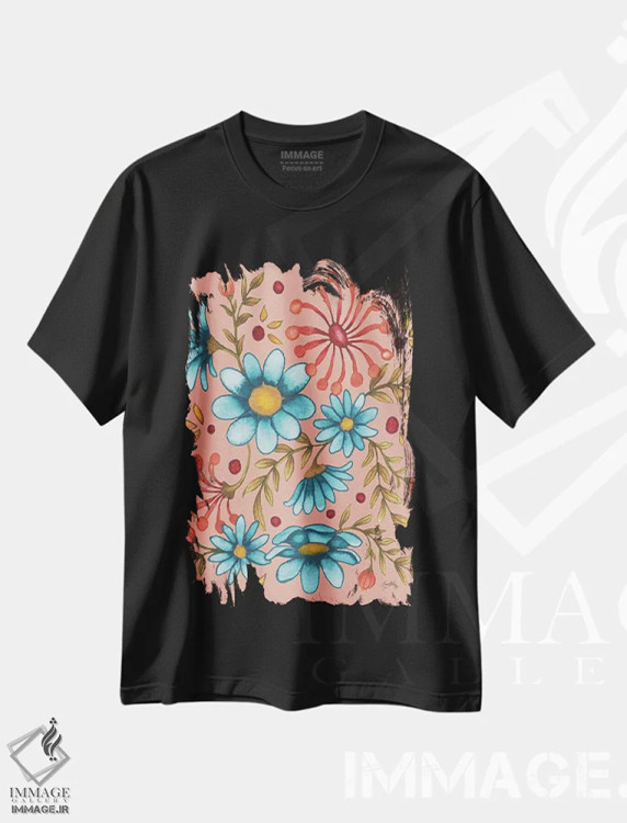 تیشرت مشکی طرح دار بهار و گل ۲، تزئینی اثر الیزابت مدلی | immage.ir