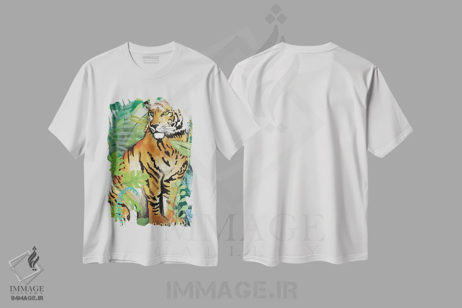 تیشرت سفید طرح دار ببر در جنگل ۲، مدیوم اثر الیزابت مدلی | immage.ir