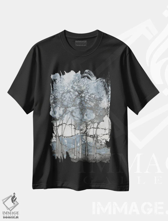 تیشرت مشکی طرح دار جنگل آبرنگی ۲، آبستره اثر الیزابت مدلی | immage.ir