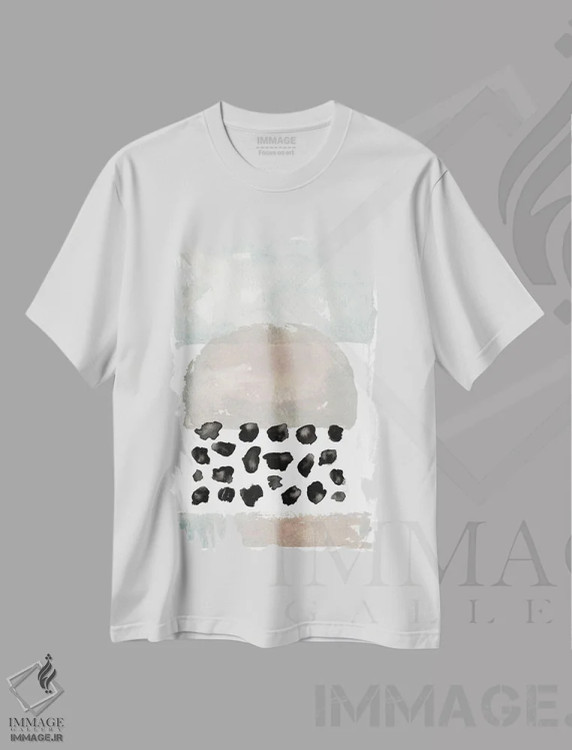 تیشرت سفید طرح دار جای دیگر ۲، آبستره اثر الیزابت مدلی | فروشگاه ایماژ