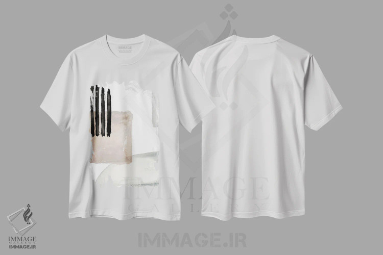 تیشرت سفید طرح دار جای دیگر ۳، آبستره اثر الیزابت مدلی | immage.ir