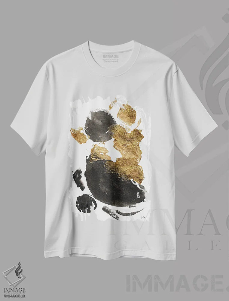تیشرت سفید طرح دار راه های طلایی ۱ اثر الیزابت مدلی | فروشگاه ایماژ