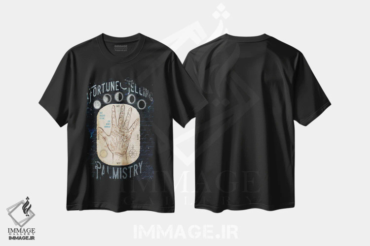 تیشرت مشکی طرح دار فال خوانی ۱، تزئینی اثر الیزابت مدلی | immage.ir