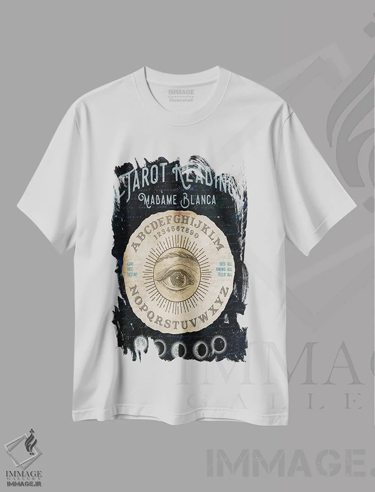 تیشرت سفید طرح دار فال خوانی ۲، تزئینی اثر الیزابت مدلی | immage.ir