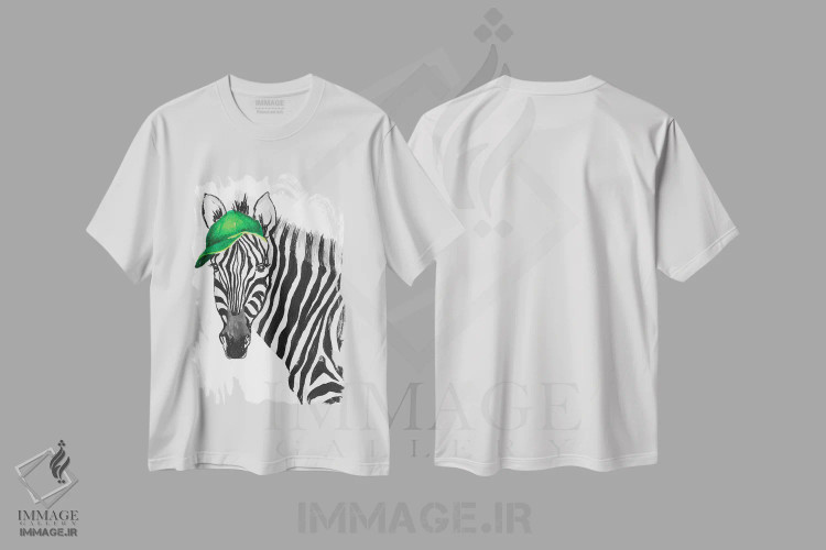 تیشرت سفید طرح دار گورخر ورزشی، تزئینی اثر الیزابت مدلی | immage.ir