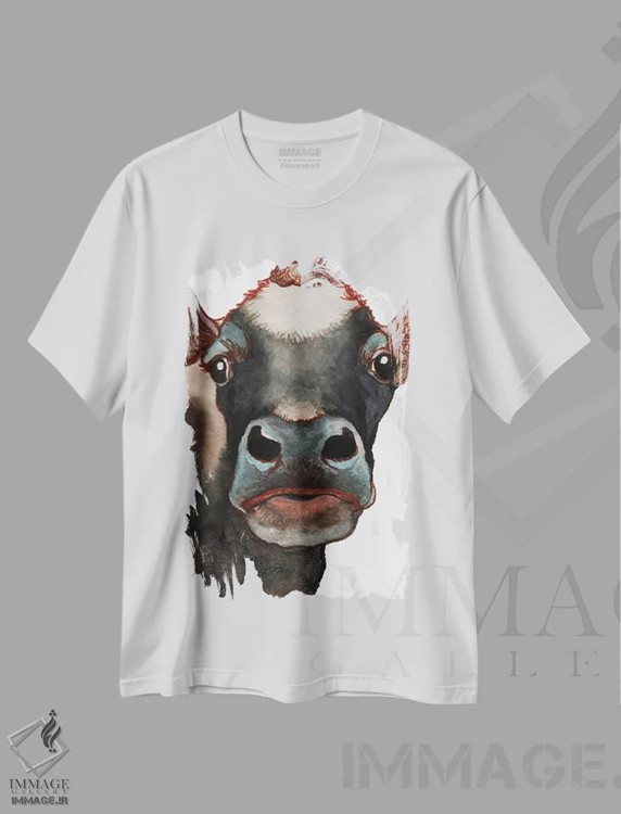 تیشرت سفید طرح دار بسی، تزئینی اثر الیزابت مدلی | فروشگاه ایماژ