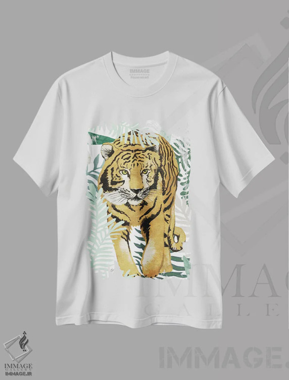 تیشرت سفید طرح دار ببر جنگل I، تزئینی اثر الیزابت مدلی | فروشگاه ایماژ