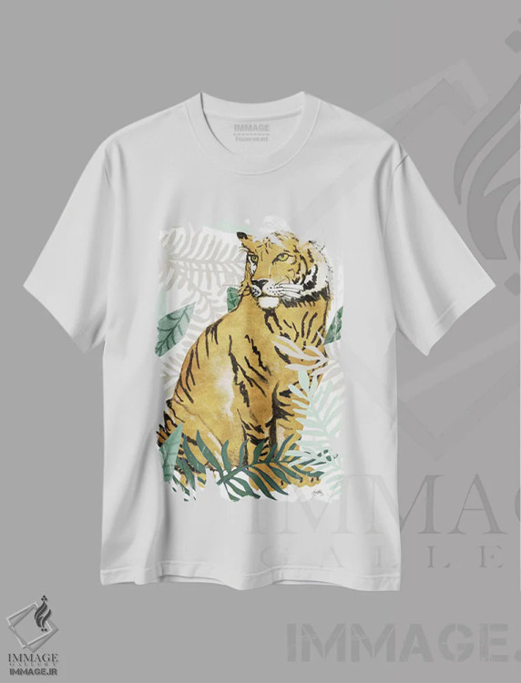 تیشرت سفید طرح دار ببر جنگل II، تزئینی اثر الیزابت مدلی | immage.ir