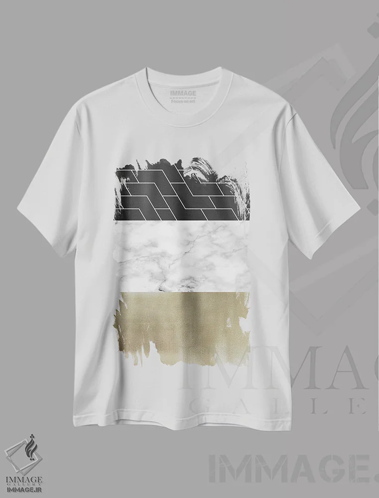 تیشرت سفید طرح دار لایه های متعدد I اثر الیزابت مدلی | فروشگاه ایماژ