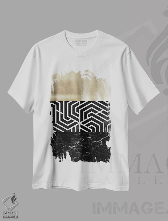 تیشرت سفید طرح دار لایه های متعدد II اثر الیزابت مدلی | immage.ir