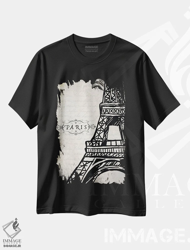 تیشرت مشکی طرح دار پاریس ایفل، تزئینی اثر الیزابت مدلی | immage.ir