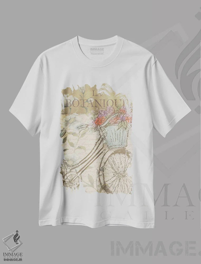 تیشرت سفید طرح دار گردش در پاریس I، تزئینی اثر الیزابت مدلی | immage.ir