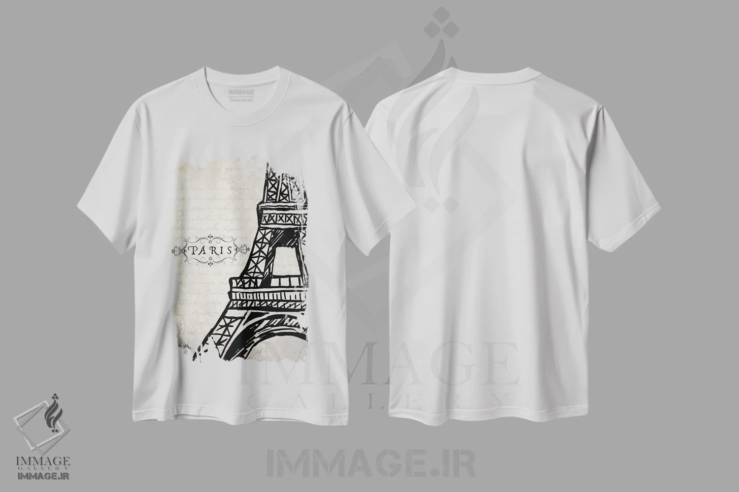 تیشرت سفید طرح دار پاریس ایفل، تزئینی اثر الیزابت مدلی | فروشگاه ایماژ