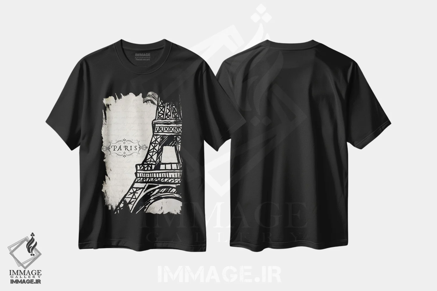تیشرت مشکی طرح دار پاریس ایفل، تزئینی اثر الیزابت مدلی | immage.ir