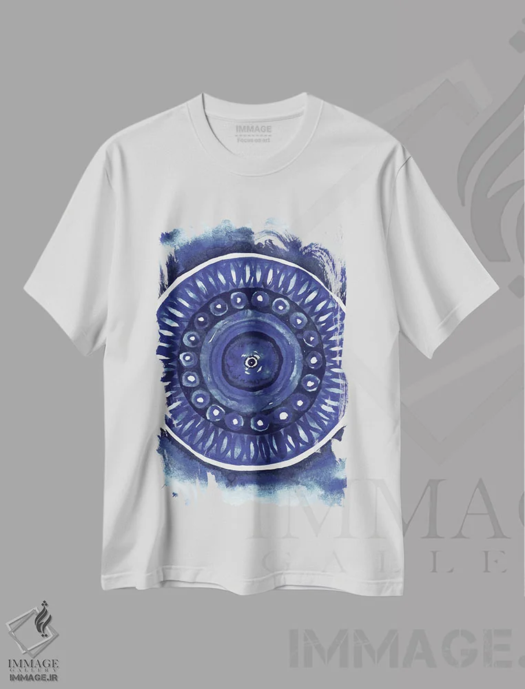 تیشرت سفید طرح دار دایره شیبوری II اثر الیزابت مدلی | immage.ir