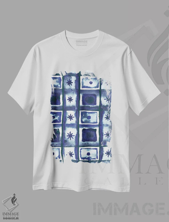 تیشرت سفید طرح دار الگوی جعبه ای شیبوری I اثر الیزابت مدلی | immage.ir