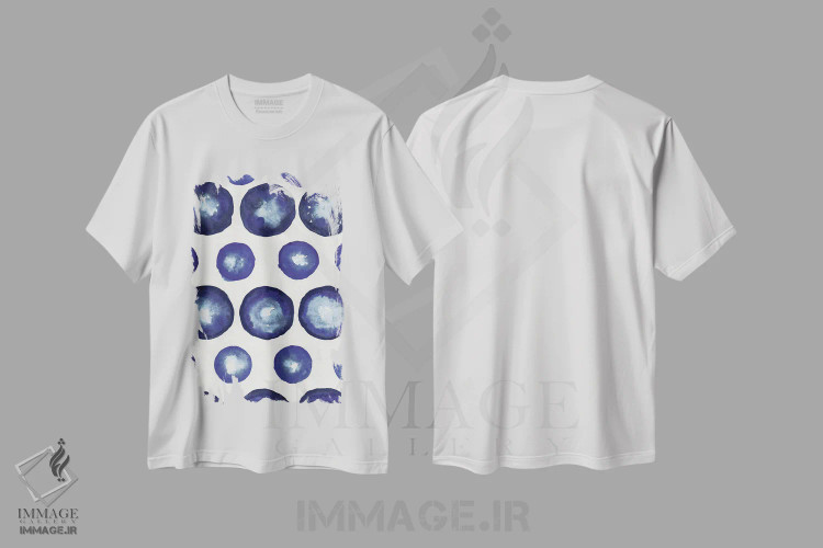 تیشرت سفید طرح دار نقطه های شیبوری، تزئینی اثر الیزابت مدلی | فروشگاه ایماژ