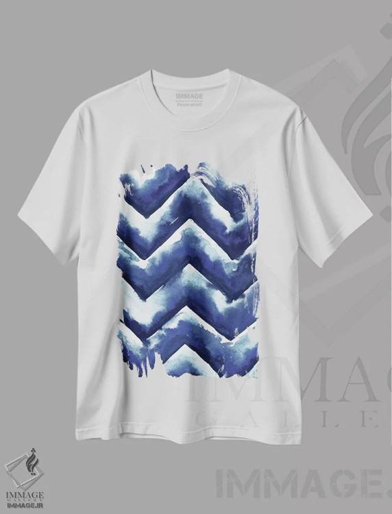 تیشرت سفید طرح دار زیگزاگ شیبوری، تزئینی اثر الیزابت مدلی | immage.ir
