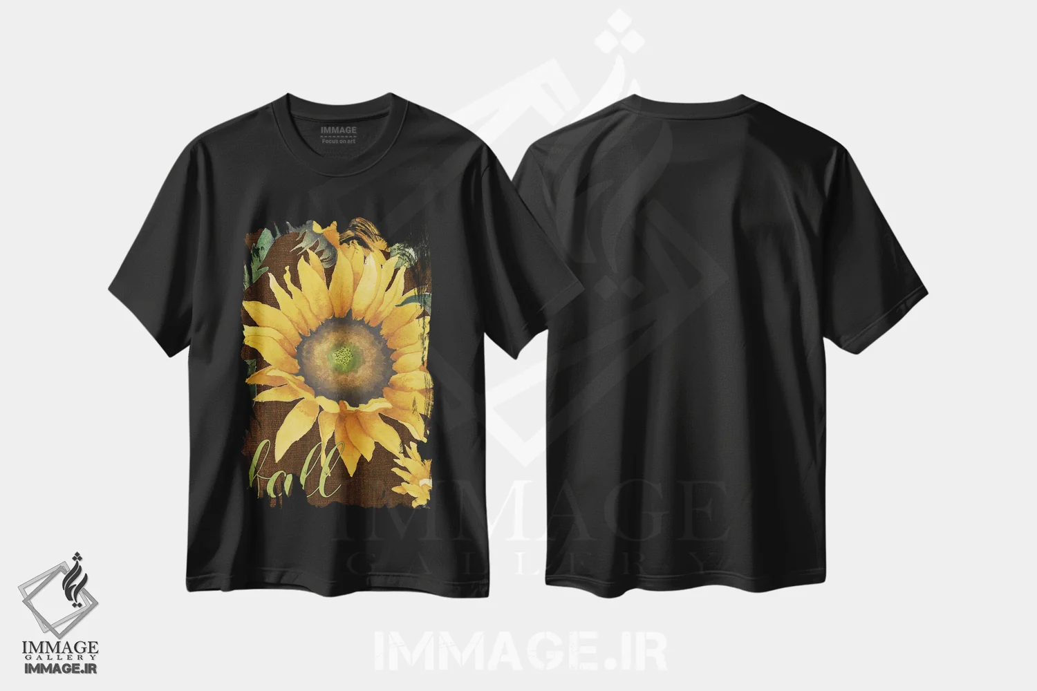 تیشرت مشکی طرح دار آفتابگردان ها در پاییز، تزئینی اثر الیزابت مدلی | immage.ir