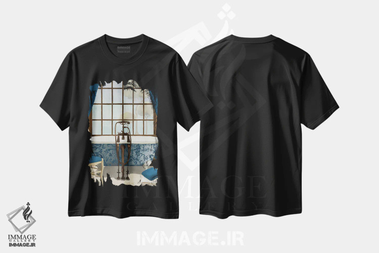 تیشرت مشکی طرح دار منظره آبی I، تزئینی اثر الیزابت مدلی | immage.ir