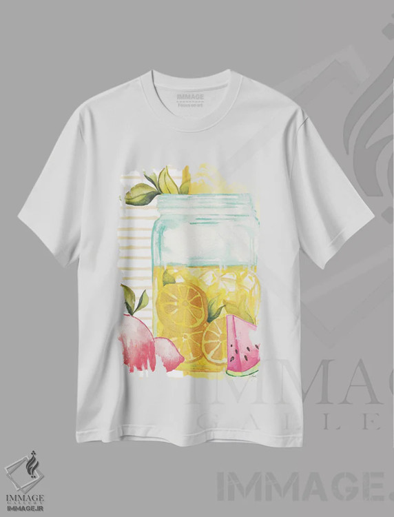 تیشرت سفید طرح دار نوشیدنی های خنک II، مدیوم اثر الیزابت مدلی | فروشگاه ایماژ