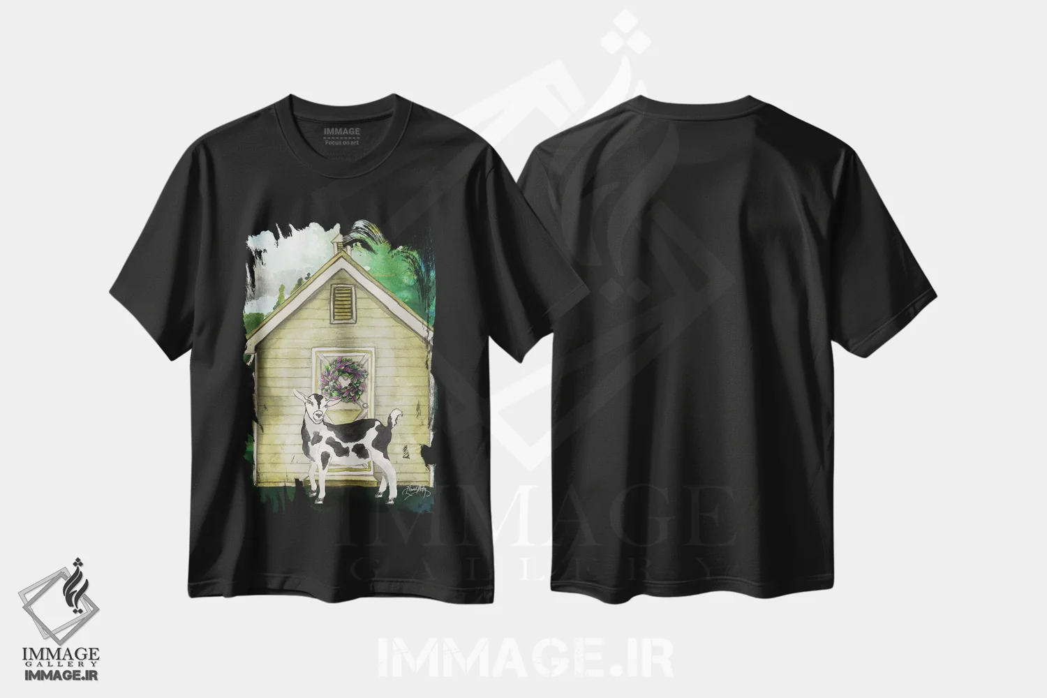 تیشرت مشکی طرح دار آغل بز II، دکور روستایی اثر الیزابت مدلی | immage.ir