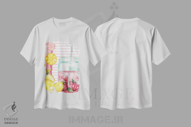 تیشرت سفید طرح دار نوشیدنی های خنک I، مدیوم اثر الیزابت مدلی | immage.ir