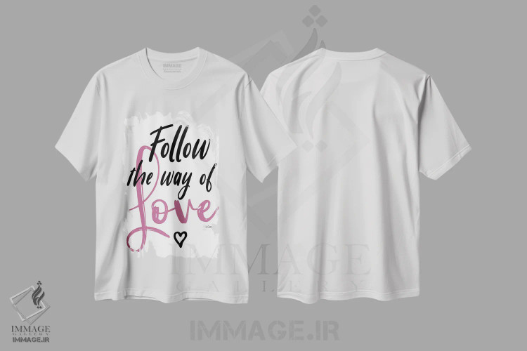 تیشرت سفید طرح دار دنبال کردن عشق، هنر دیجیتال اثر الیزابت مدلی | immage.ir