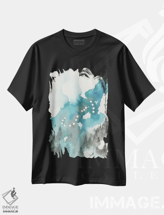 تیشرت مشکی طرح دار عقرب، آبستره اثر امیلی ماگون | فروشگاه ایماژ