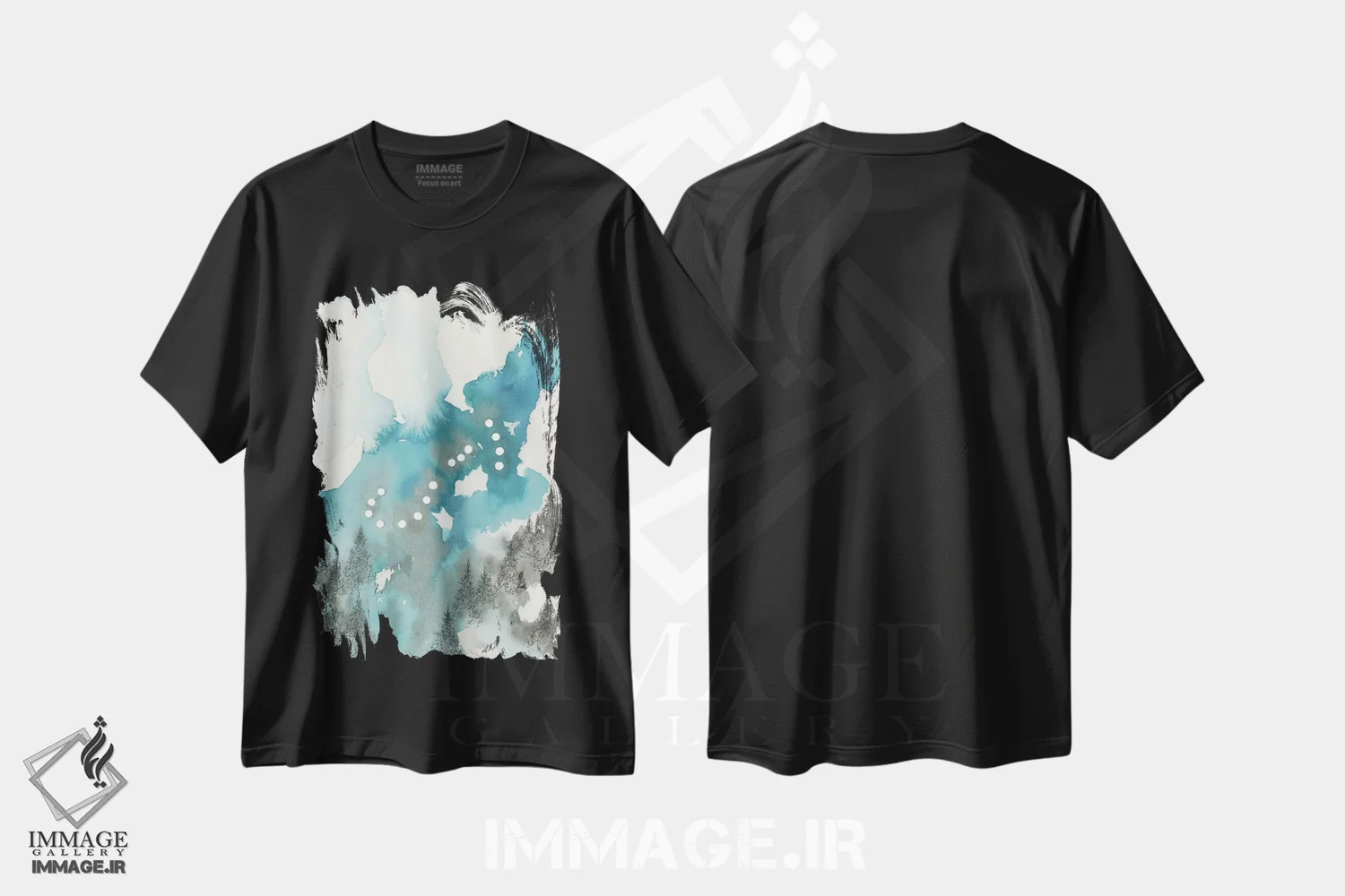 تیشرت مشکی طرح دار عقرب، آبستره اثر امیلی ماگون | فروشگاه ایماژ