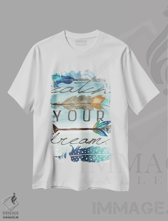 تیشرت سفید طرح دار رؤیاهایت را شکار کن، تزئینی اثر الیزابت مدلی | فروشگاه ایماژ