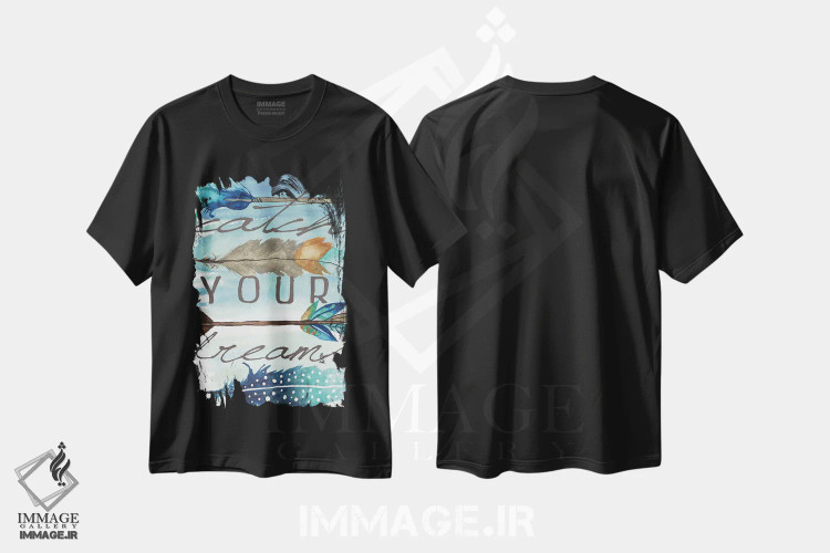 تیشرت مشکی طرح دار رؤیاهایت را شکار کن، تزئینی اثر الیزابت مدلی | immage.ir