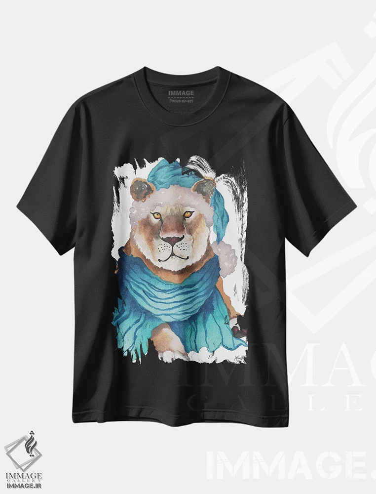 تیشرت مشکی طرح دار ببر تعطیلات پرجوش و خروش، تزئینی اثر الیزابت مدلی | فروشگاه ایماژ