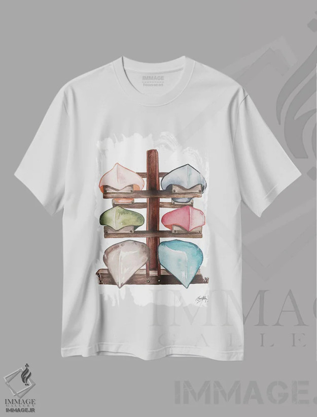 تیشرت سفید طرح دار کانوهای دریاچه، دکور کلبه و لژ اثر الیزابت مدلی | فروشگاه ایماژ