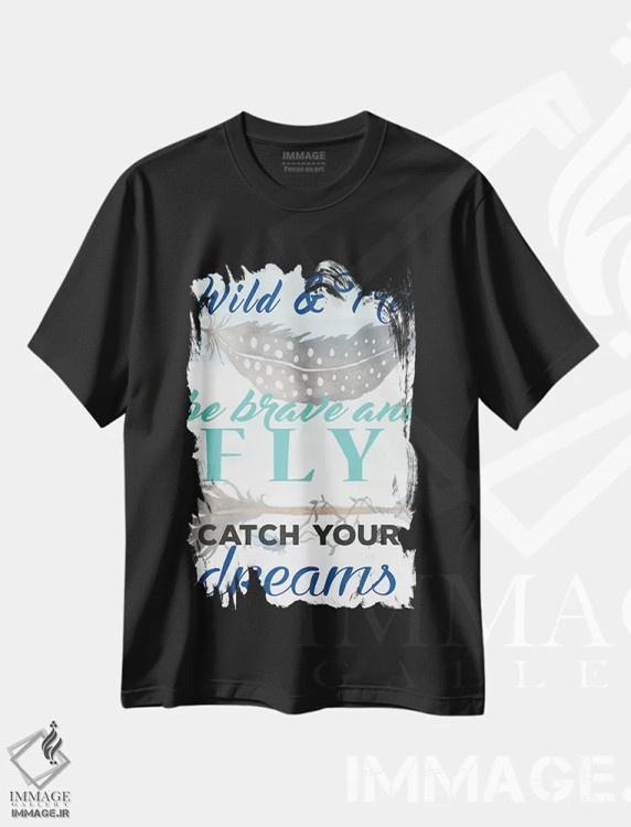 تیشرت مشکی طرح دار الهام بخش شمارهٔ سه، دکور بوهمی اثر الیزابت مدلی | فروشگاه ایماژ