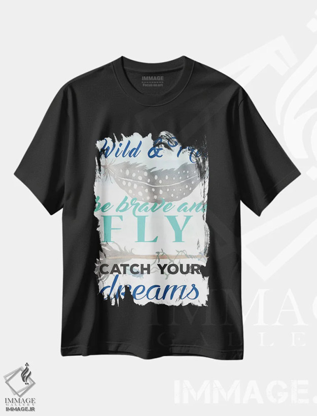 تیشرت مشکی طرح دار الهام بخش شمارهٔ سه، دکور بوهمی اثر الیزابت مدلی | فروشگاه ایماژ