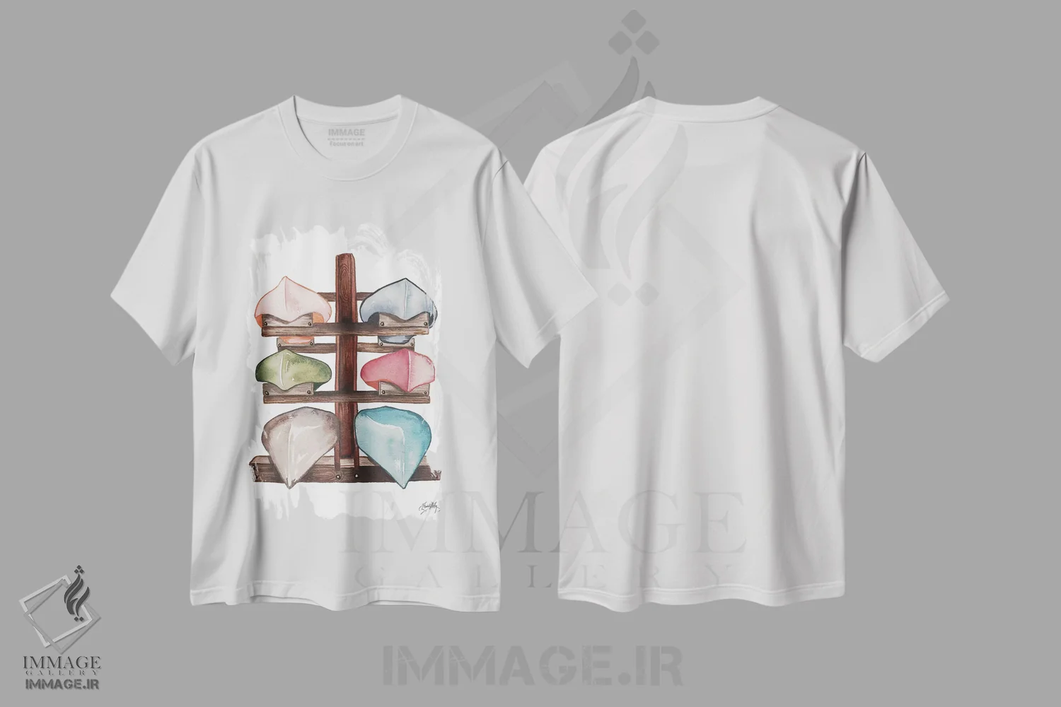 تیشرت سفید طرح دار کانوهای دریاچه، دکور کلبه و لژ اثر الیزابت مدلی | فروشگاه ایماژ