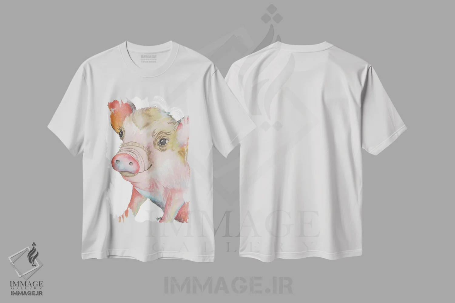 تیشرت سفید طرح دار خوک شمارهٔ دو، تزئینی اثر الیزابت مدلی | فروشگاه ایماژ