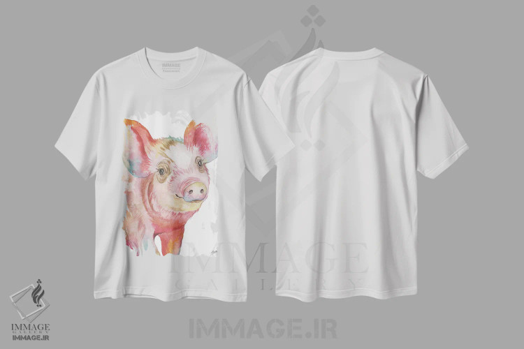 تیشرت سفید طرح دار خوک شمارهٔ یک، تزئینی اثر الیزابت مدلی | immage.ir