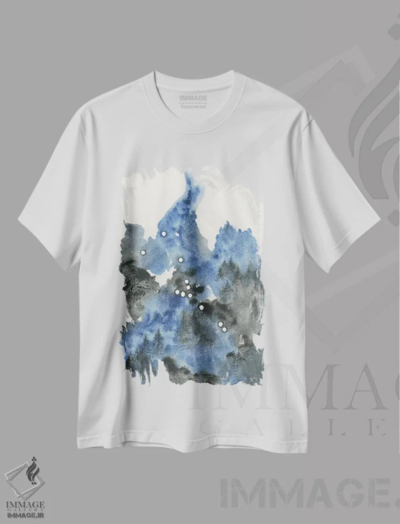 تیشرت سفید طرح دار ثور، آبستره اثر امیلی ماگون | فروشگاه ایماژ