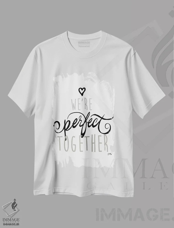 تیشرت سفید طرح دار ما با هم عالی هستیم، تزئینی اثر الیزابت مدلی | immage.ir