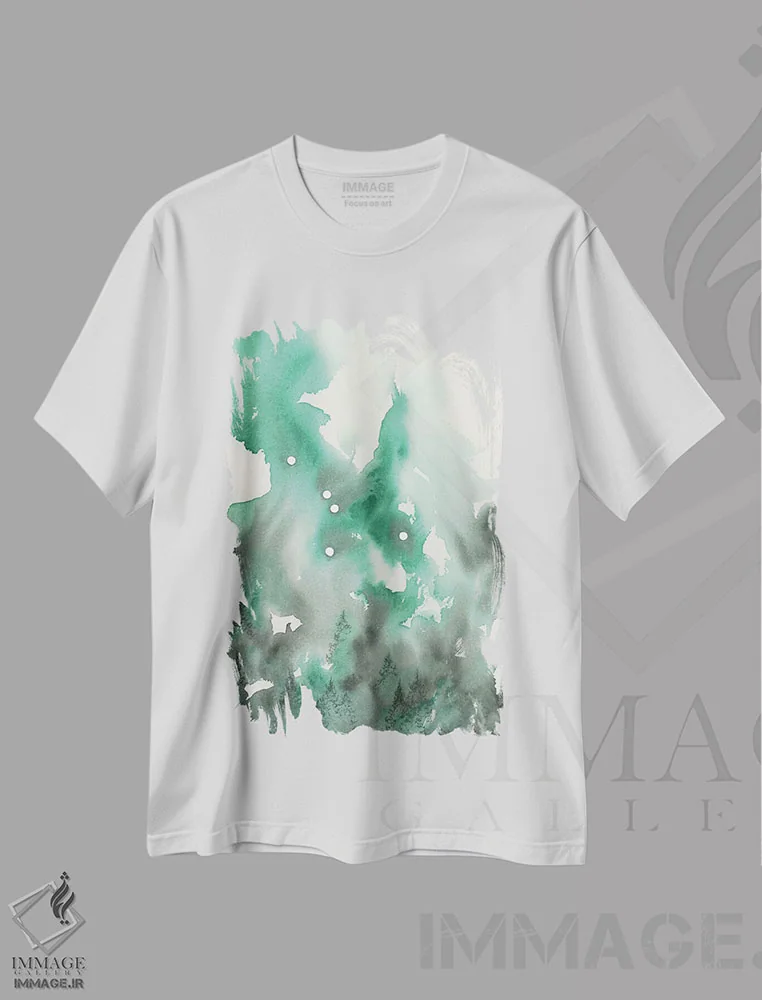 تیشرت سفید طرح دار برج سرطان، آبستره اثر امیلی ماگون | فروشگاه ایماژ