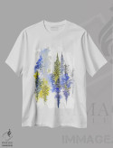 تیشرت سفید طرح دار درختان زغالی سه، آبستره اثر امیلی ماگون | immage.ir