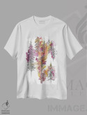 تیشرت سفید طرح دار درختان زغالی دو، آبستره اثر امیلی ماگون | فروشگاه ایماژ