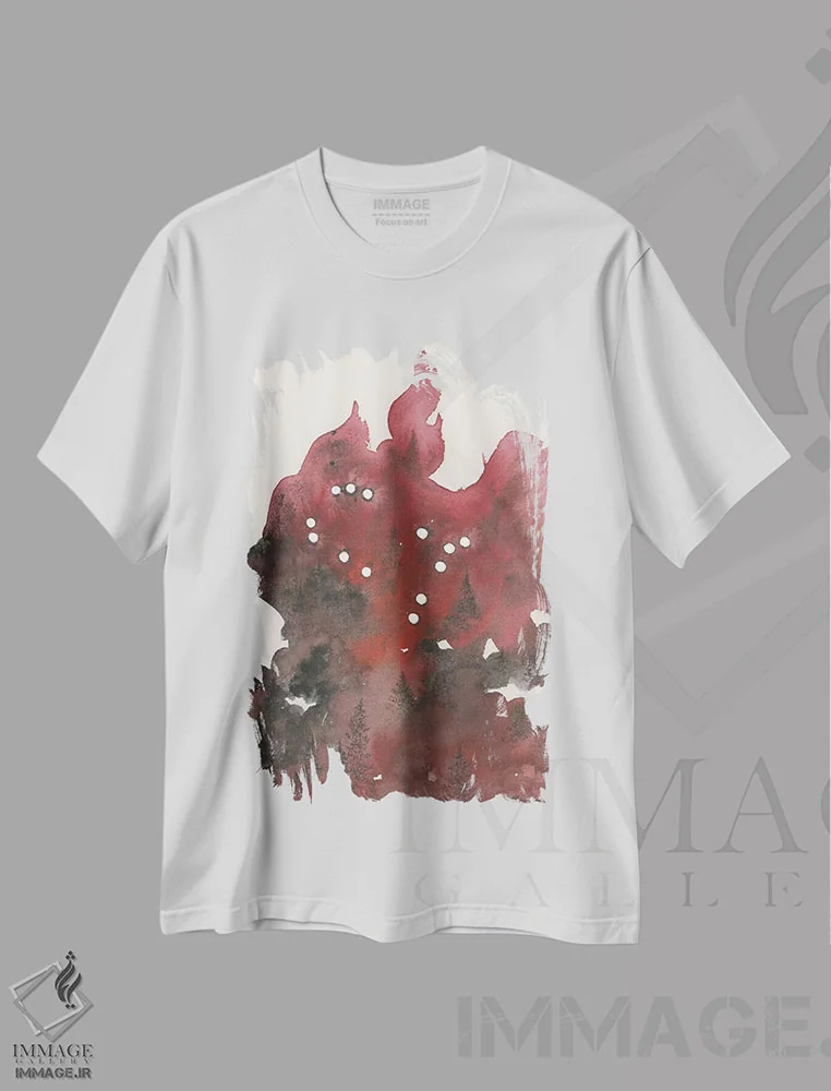 تیشرت سفید طرح دار برج جوزا، آبستره اثر امیلی ماگون | immage.ir