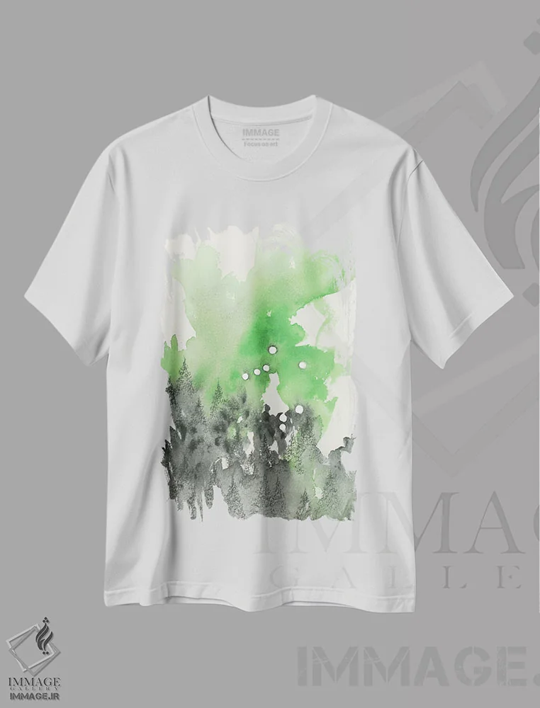 تیشرت سفید طرح دار برج میزان، آبستره اثر امیلی ماگون | immage.ir