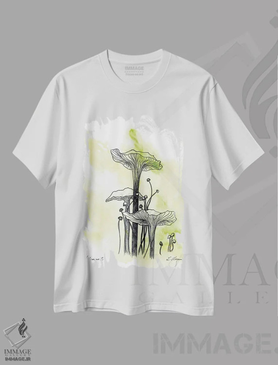 تیشرت سفید طرح دار قارچ ها دو، دکور معاصر اثر امیلی ماگون | immage.ir