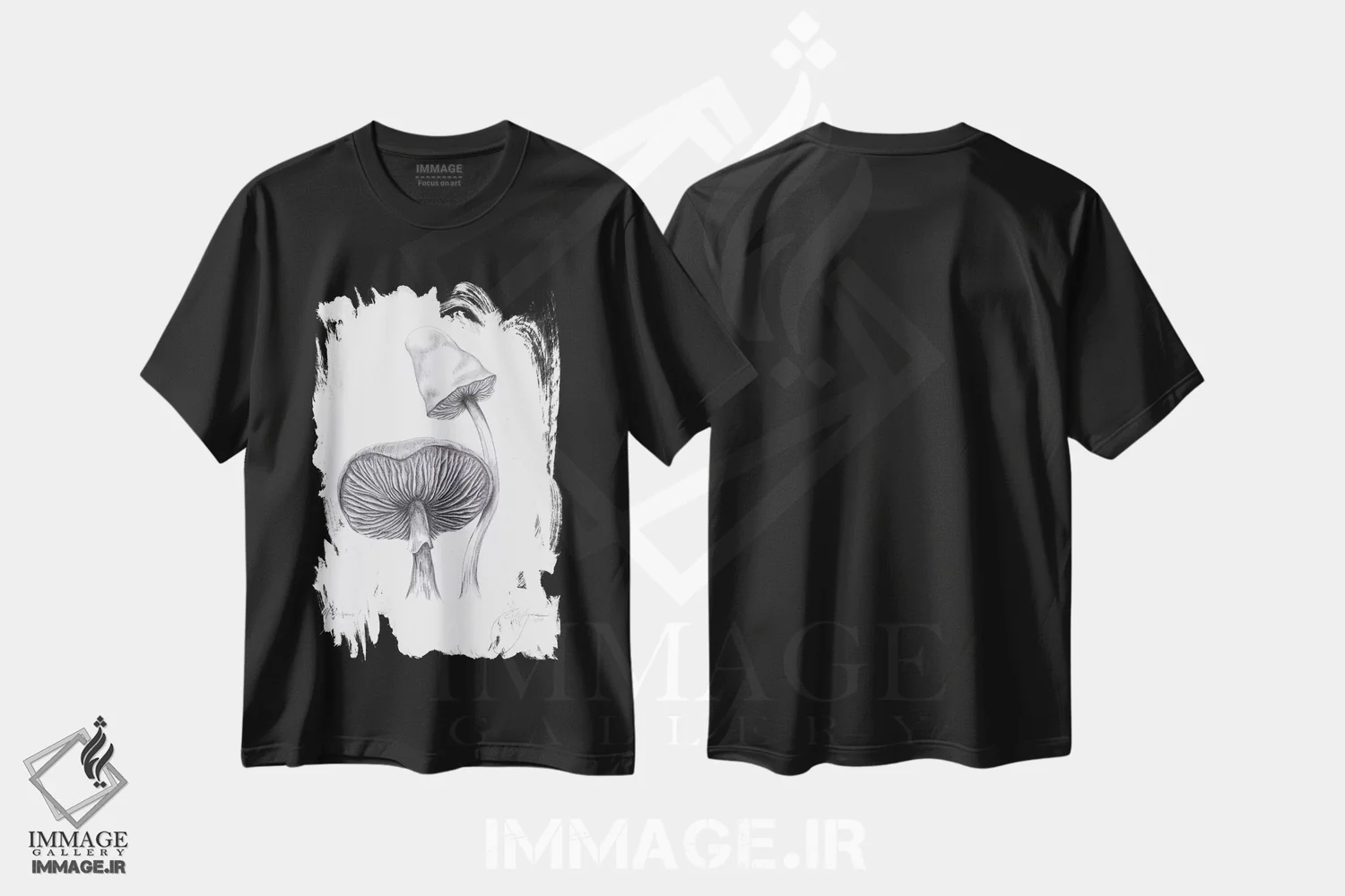 تیشرت مشکی طرح دار قارچ ها یک، دکور معاصر اثر امیلی ماگون | immage.ir