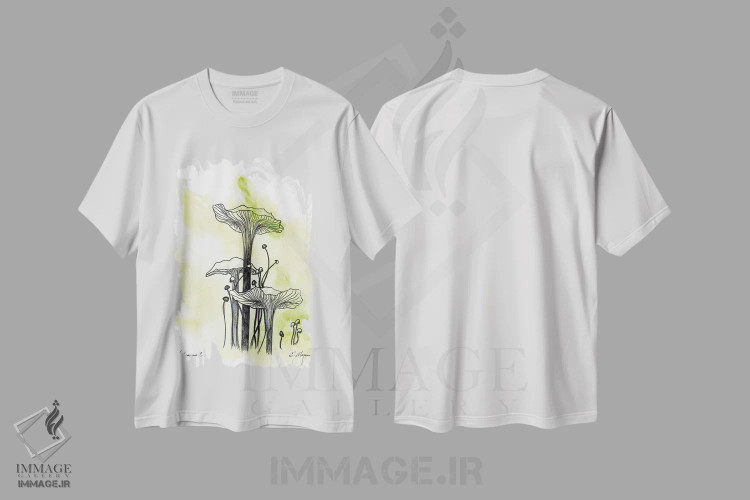 تیشرت سفید طرح دار قارچ ها دو، دکور معاصر اثر امیلی ماگون | immage.ir