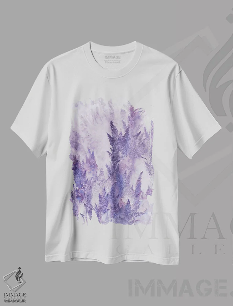 تیشرت سفید طرح دار آبدار، آبستره اثر امیلی ماگون | فروشگاه ایماژ
